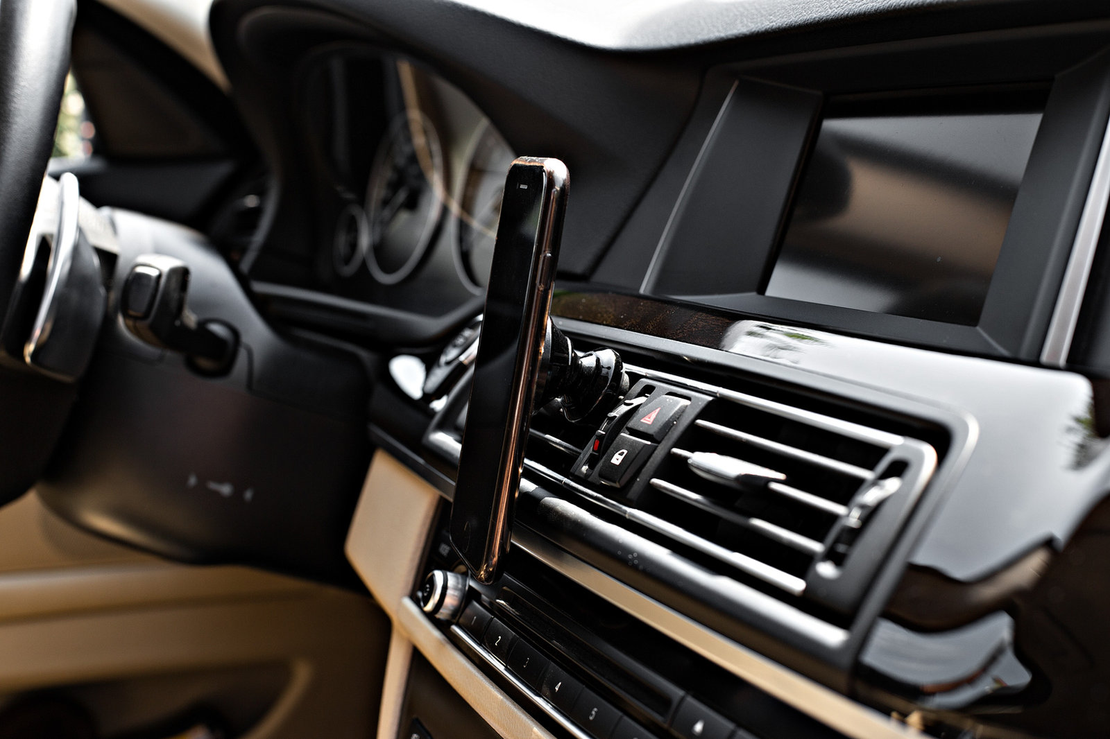 Close-up of the dashboard, trim and interior surfaces